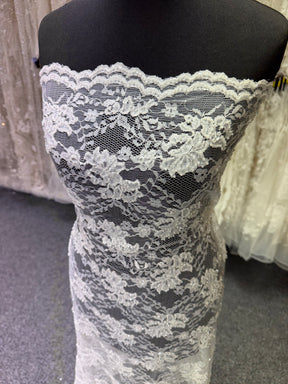 Dark Ivory Beaded Raschel Lace - P395