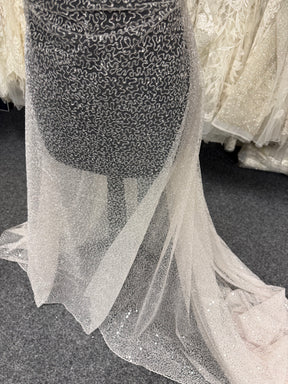 Tulle à sequins brodés rose coquillage – EB3001
