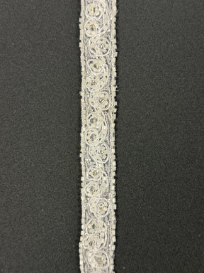 Garniture en dentelle perlée blanche - T80