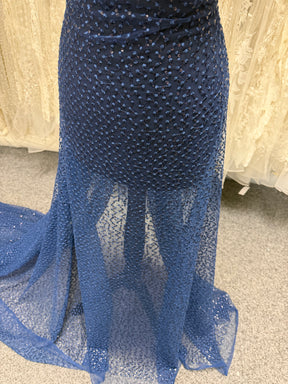 Dentelle brodée de sequins bleu marine - EB3029