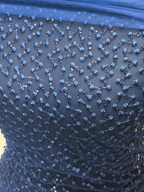 Dentelle brodée de sequins bleu marine - EB3029