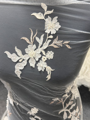 Dentelle brodée or rose - EB1015