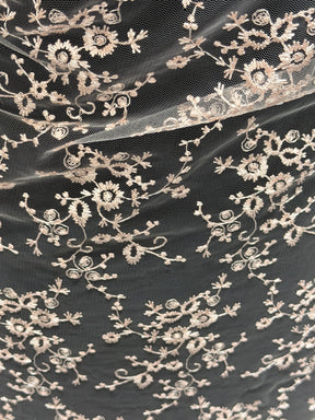 Antique Rose Embroidered Lace - P615