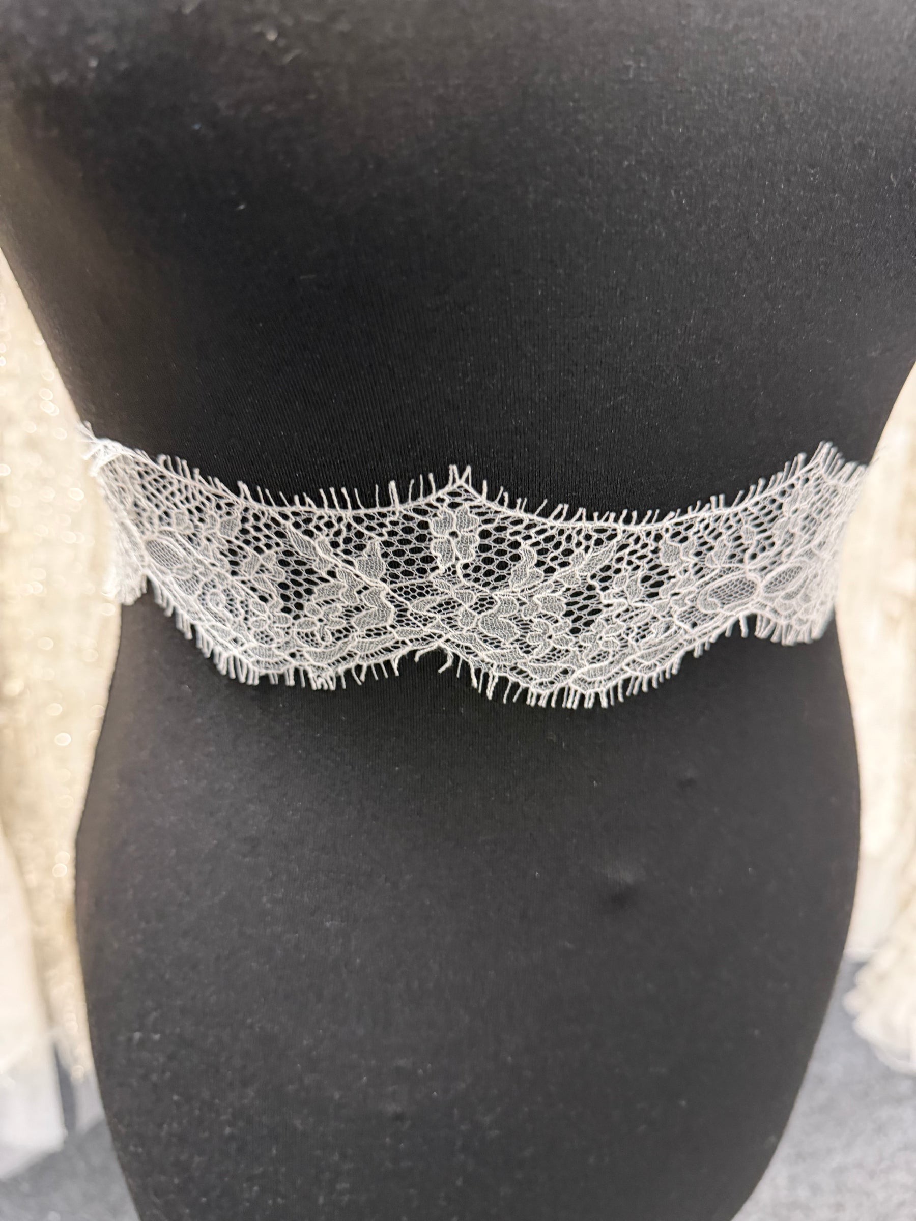 Garniture en dentelle Chantilly ivoire - T439