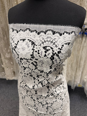 Dentelle française perlée écologique ivoire - LA4003