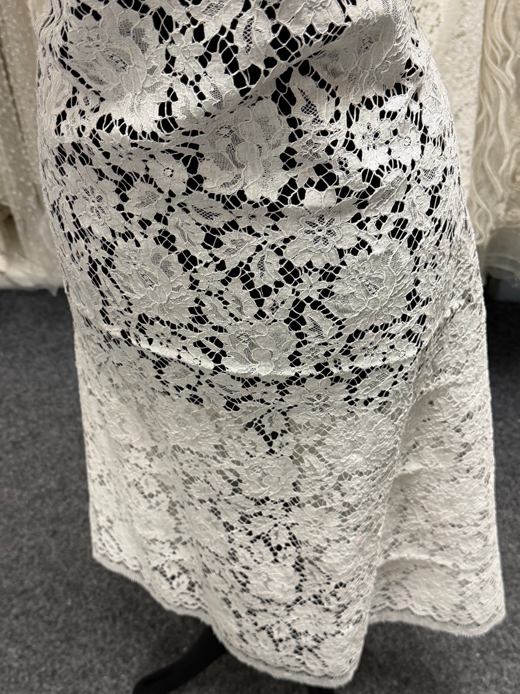 Dentelle française perlée écologique ivoire - LA4003