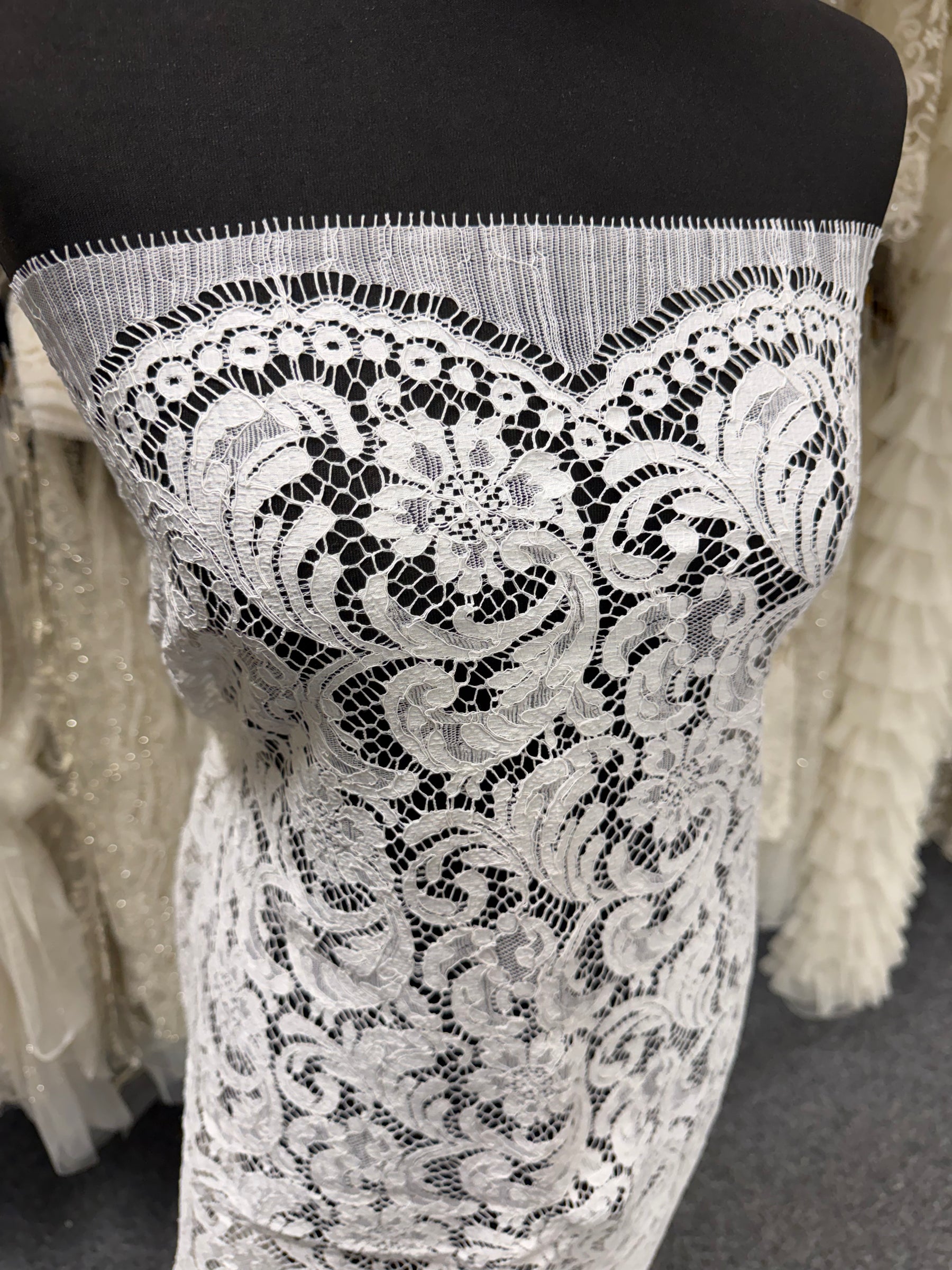 Dentelle française cordée écologique blanche - LA4007