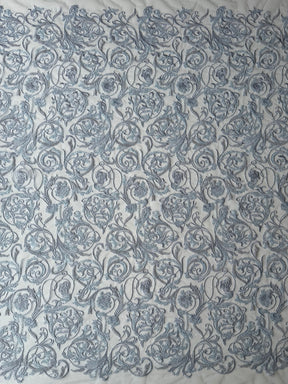 Tulle brodé perlé Calcaire - EB1091
