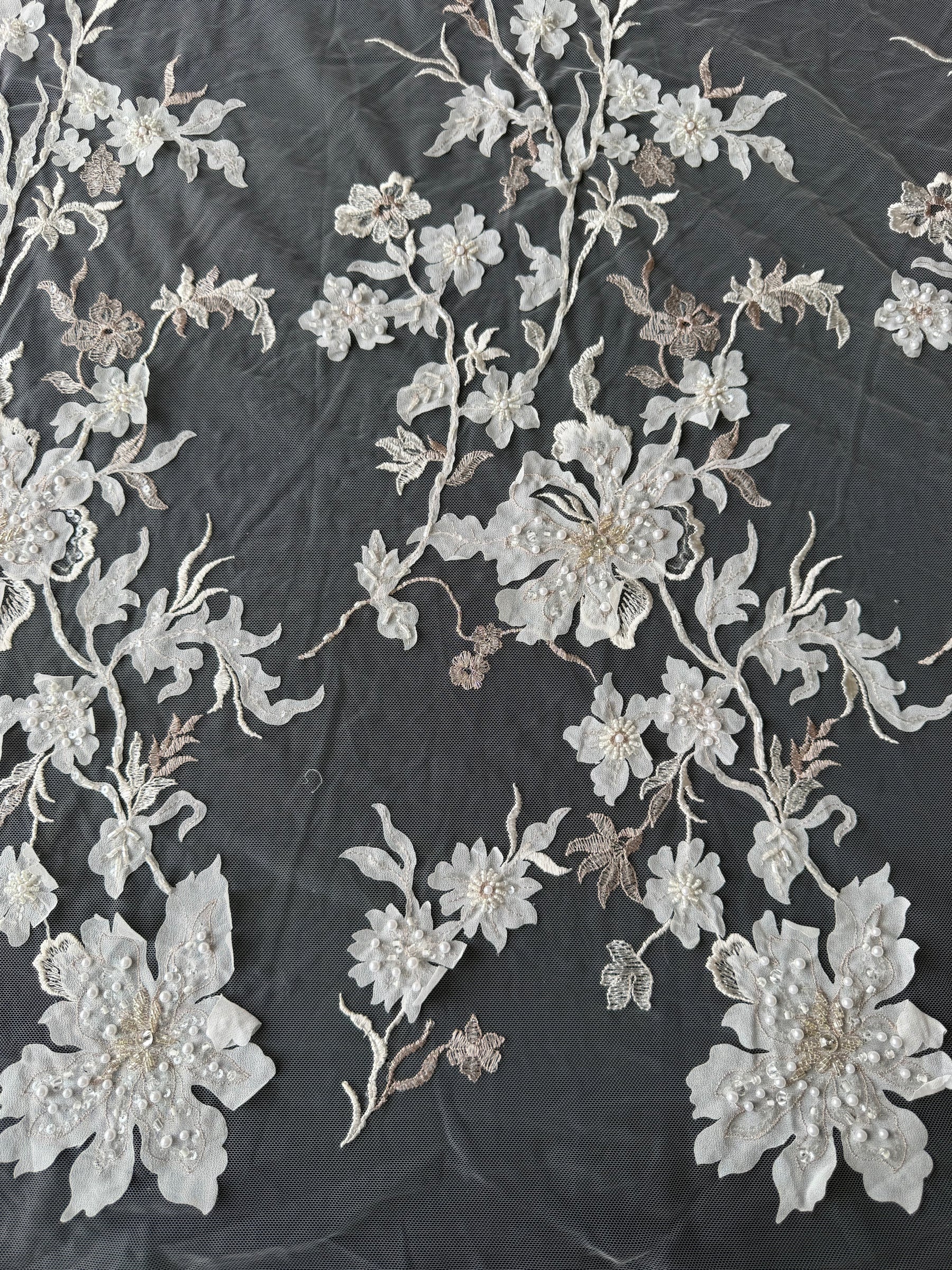Dentelle brodée or rose - EB1015