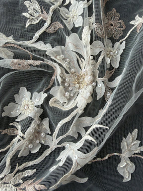Dentelle brodée or rose - EB1015