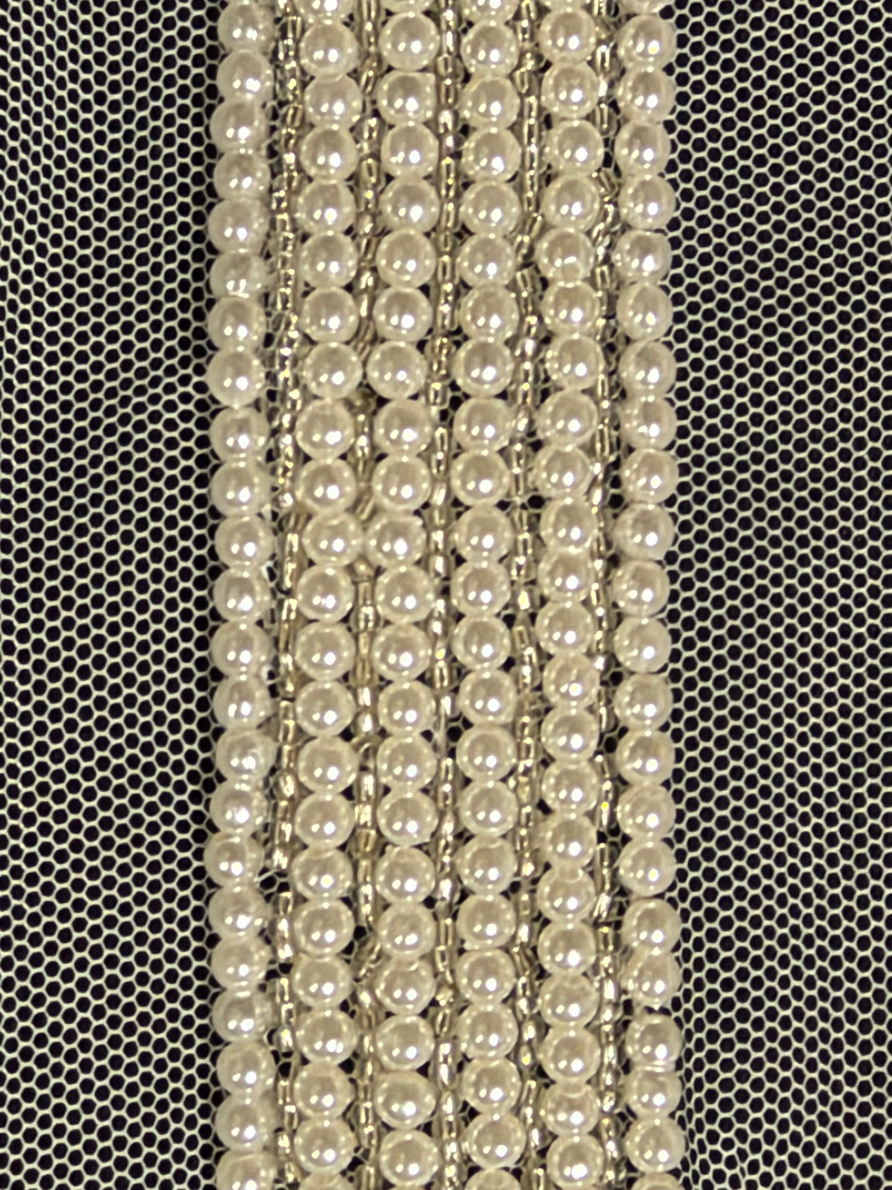 Bordure perlée blanc perle - T357