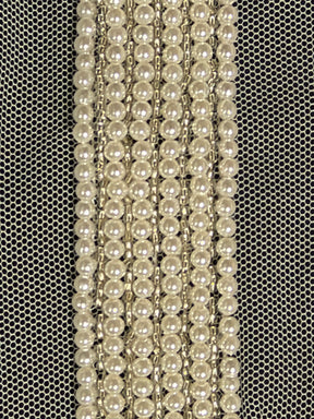 Bordure perlée blanc perle - T357