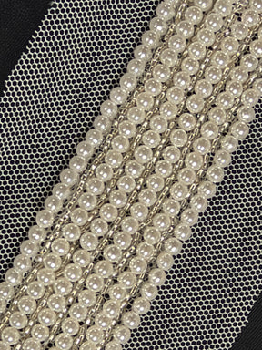 Bordure perlée blanc perle - T357