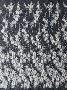 Tulle ivoire brodé de perles en 3D - EB1106