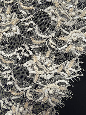 Bordure perlée et à paillettes indienne, ivoire - T453