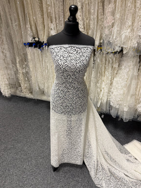 Dentelle française ivoire brodée - LA4005