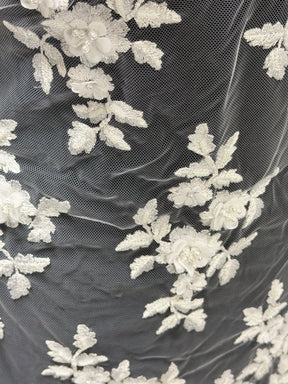 White 3D Embroidered Lace - P409