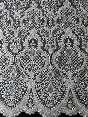 Tulle brodé de perles ivoire - EB1032