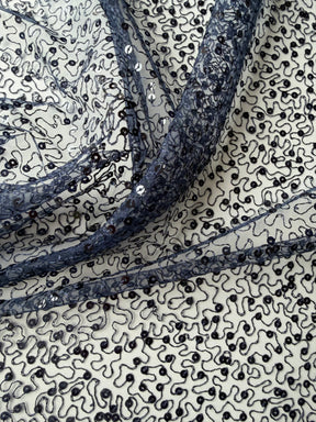 Tulle à sequins brodés bleu marine – EB3001