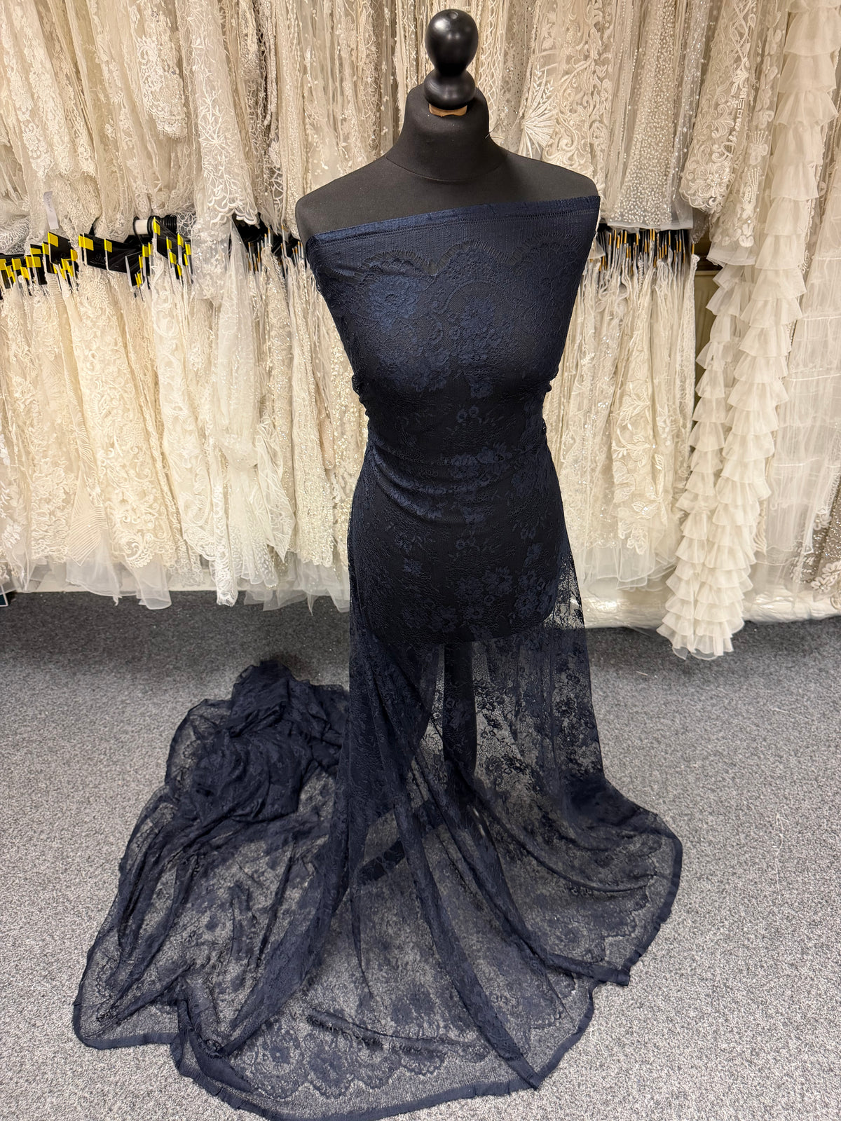 Navy Silk Italian Lace - P282