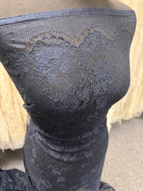 Navy Silk Italian Lace - P282