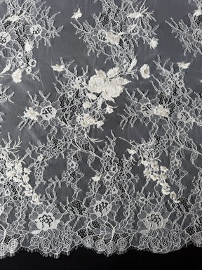 Ivory Embroidered Chantilly Lace - P872