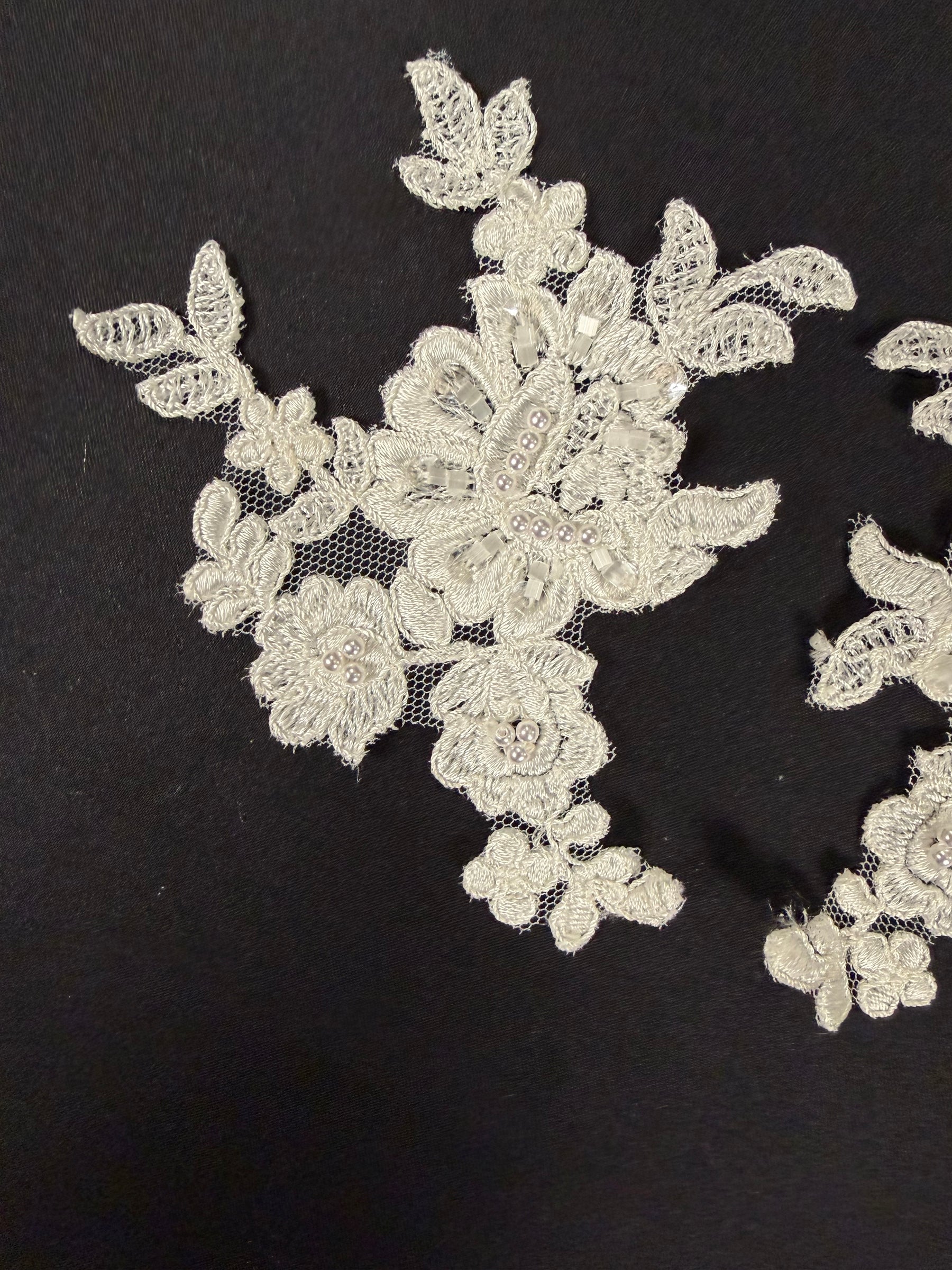 Ivory Beaded Lace Appliques - T151