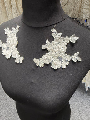 Ivory Beaded Lace Appliques - T151