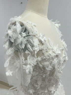 Dentelle florale 3D ivoire - Octobre