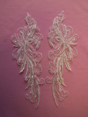 Appliques de dentelle perlée ivoire - Larkspur