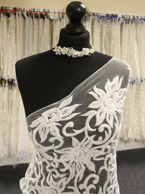 Dentelle de broderie perlée ivoire - Elsie