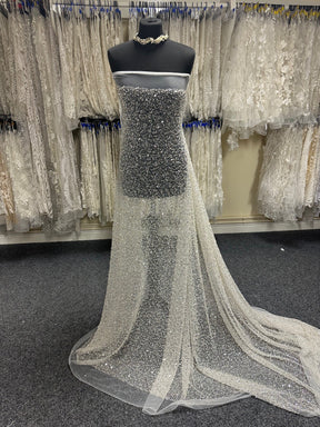 Tulle pailleté et perlé ivoire - Sensilla