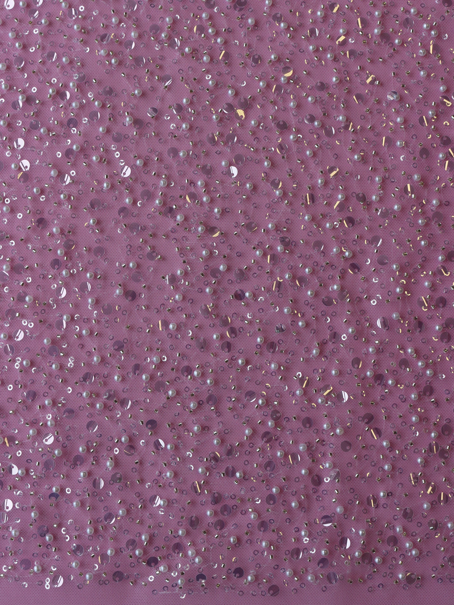 Paillettes ivoire, perle et tulle perlé - Timothia