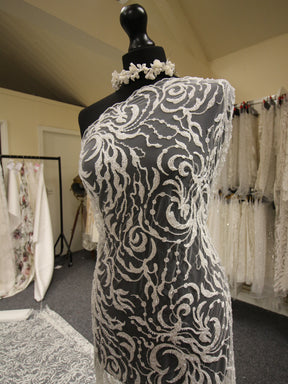 Dentelle Broderie Perlée Ivoire - Meline