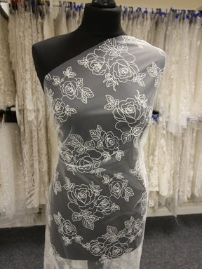 Dentelle Brodée Ivoire - Rose