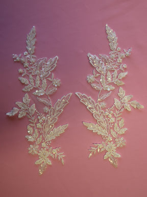 Appliques de dentelle perlée ivoire - Bellflower