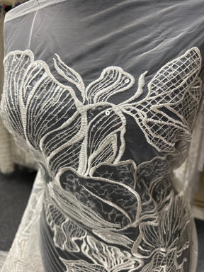 Dentelle à Paillettes Brodées Ivoire - Hiranna