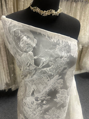 Organza de soie imprimé ivoire - Belissa