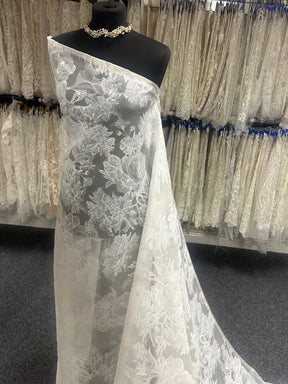 Organza de soie imprimé ivoire - Belissa