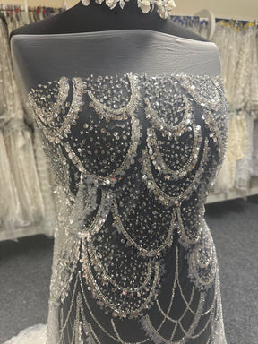 Dentelle à paillettes ivoire - Zazzi