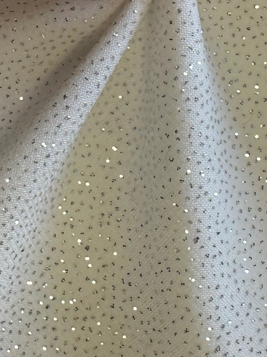 Tissu jersey pailleté ivoire - Dazzle
