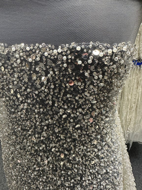 Tulle pailleté et perlé ivoire - Sensilla
