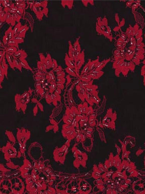Dentelle française perlée violet/rouge - LA3001