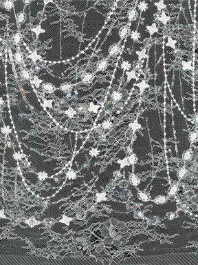 Tulle brodé ivoire à sequins - LB1002