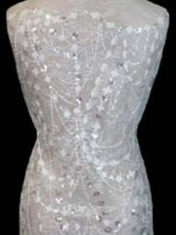 Tulle brodé ivoire à sequins - LB1002