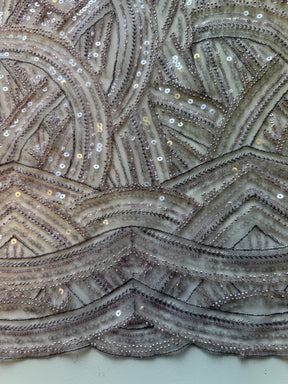 Tulle brodé de perles lavande - EB1056