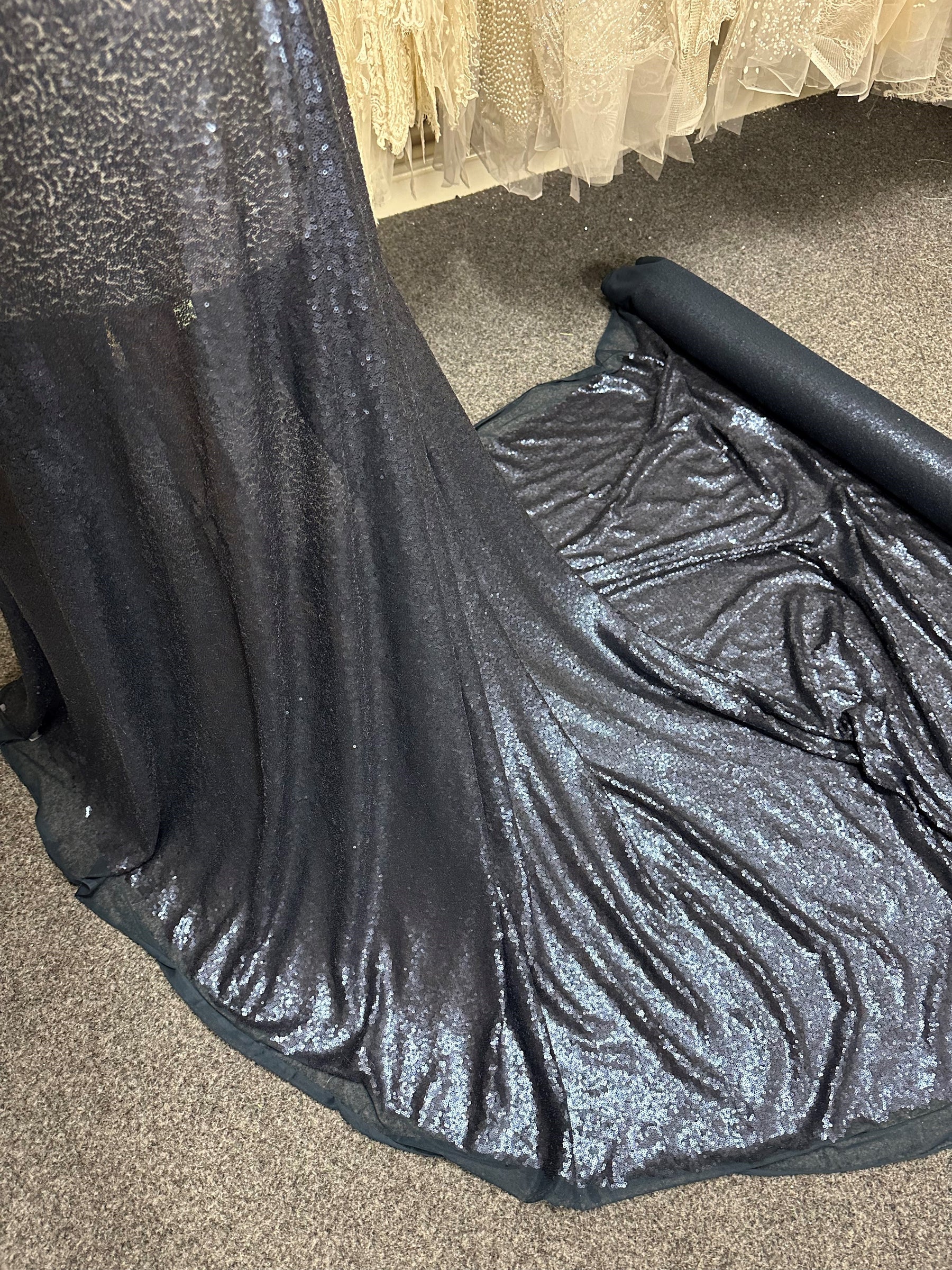 Tulle à paillettes bleu marine - Légal