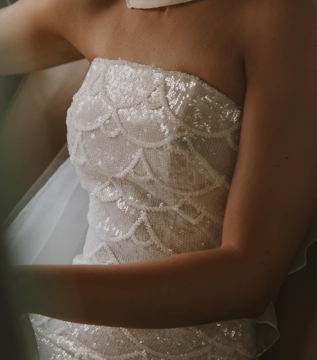 Dentelle perlée et pailletée ivoire - Lilou