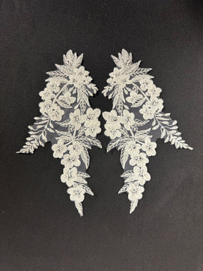 Appliques en dentelle perlée ivoire - MT4011