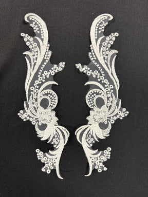 Appliques de dentelle brodée ivoire - MT6006